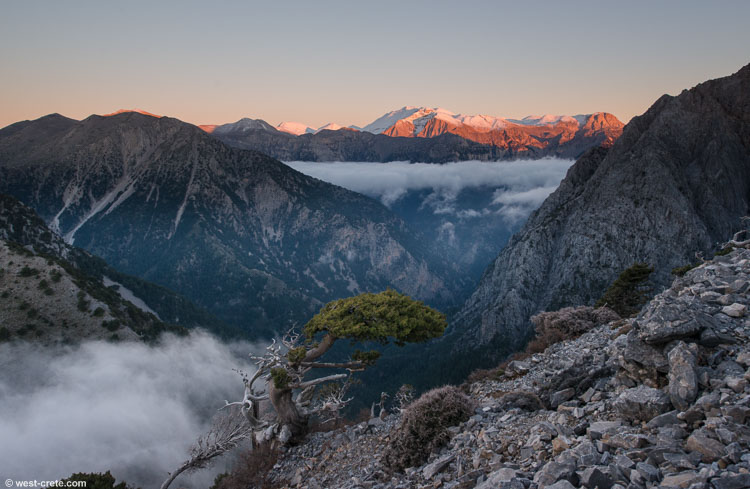Winter sunset above the gorge of Samaria - click on the image to enlarge Winter sunset above the gorge of Samaria - click on the image to enlarge