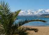 The White Mountains in winter seen from Marathi beach (Akrotiri)
