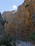 Two walkers in the lower part of the gorge of Aradena
