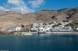 The village of Hora Sfakion viewed from the sea. The photo is taken from the ferryboat as it departs the village