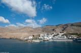 The village of Hora Sfakion viewed from the sea. The photo is taken from the ferryboat as it departs the village