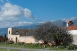 The ruined monastery of Agios Haralambos in Frangokastello with the White Mountains in the background